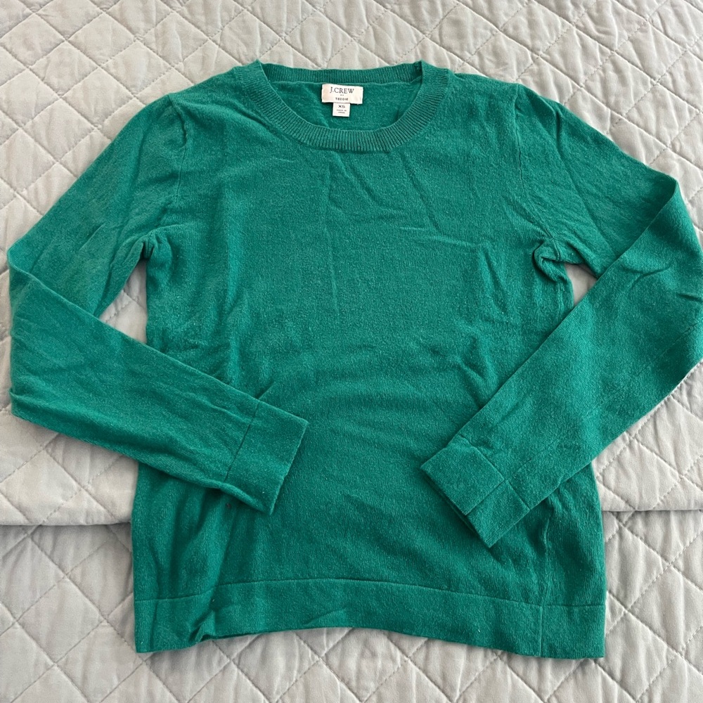 J. Crew Green Crew Neck Sweater
